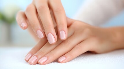 Glossy pink manicure