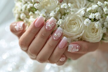 Detailed bridal nail art